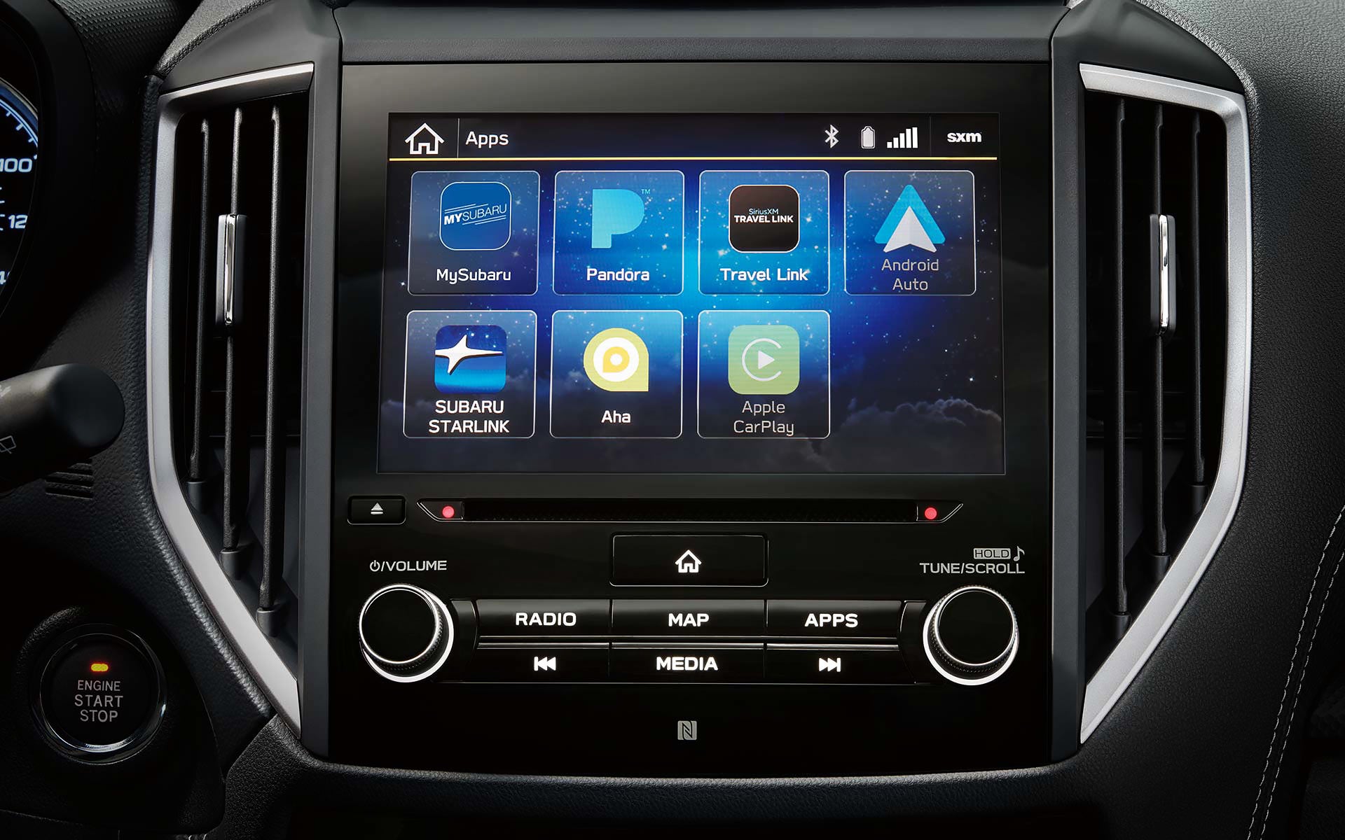 A close-up of the SUBARU STARLINK Multimedia touchscreen on the 2022 Forester. | Tindol Subaru in Gastonia NC