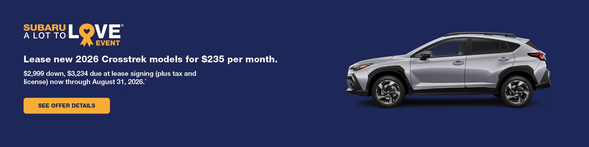 New 2026 Subaru Crosstrek Lease Offer Gastonia NC