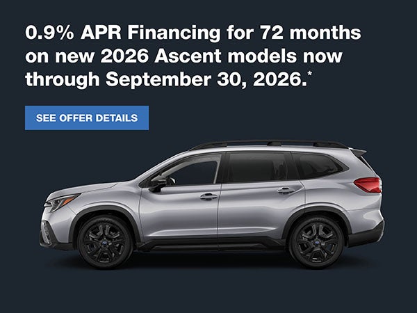0.9% APR Financing for 72 months on new 2026 Ascent