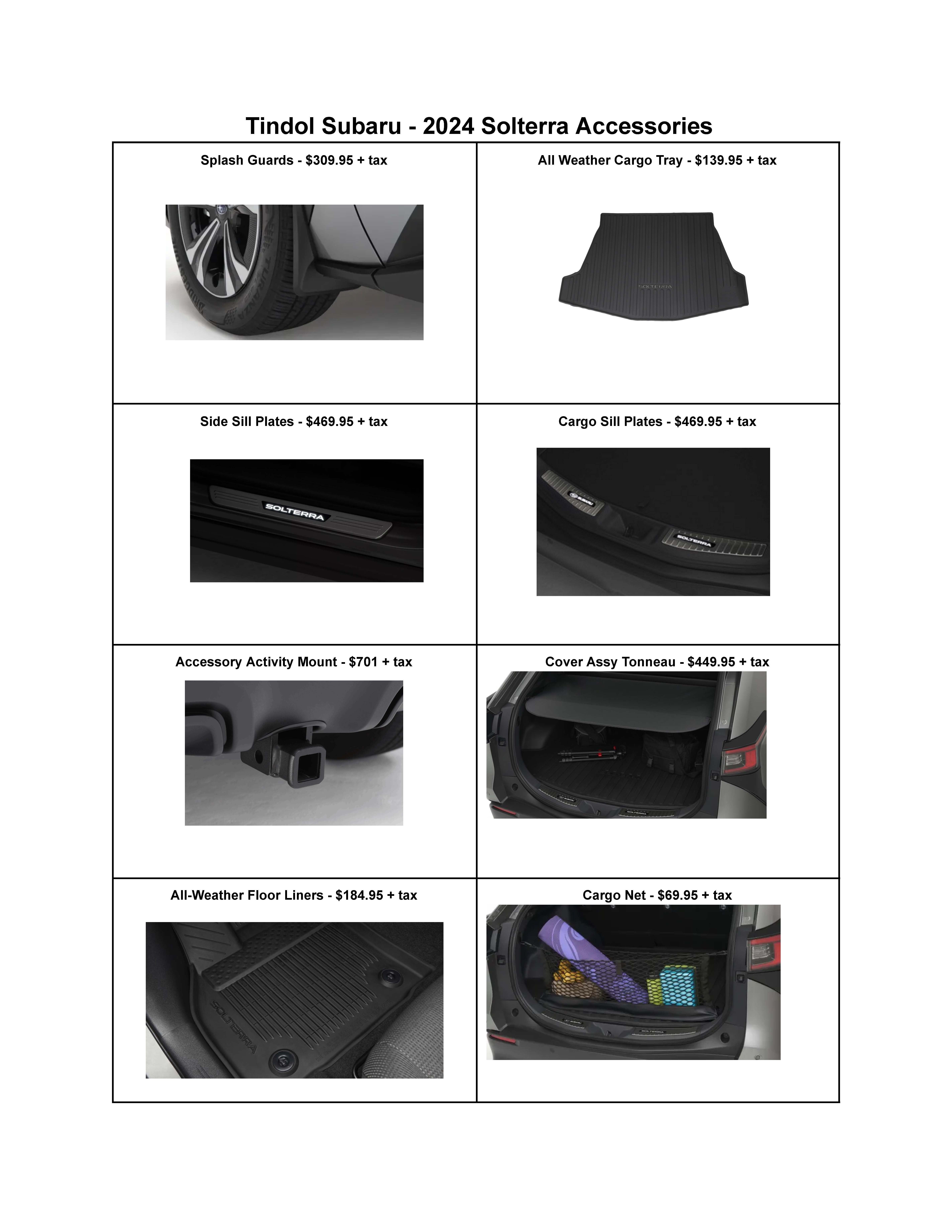 Subaru Solterra Accessories